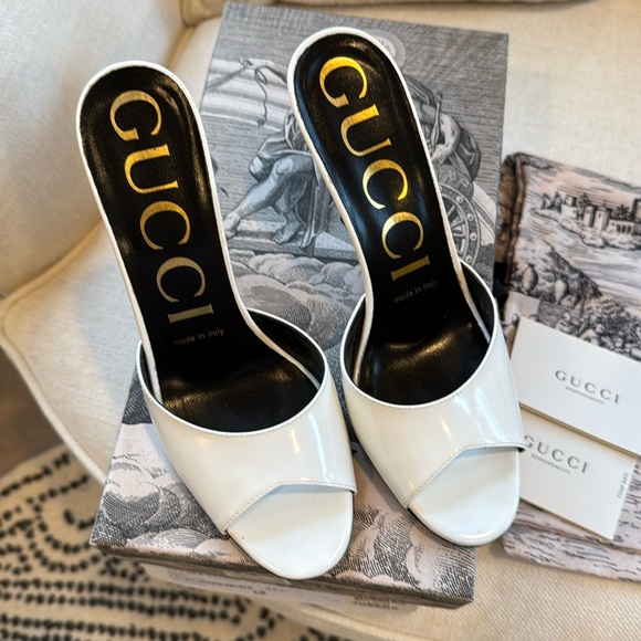 Gucci patent scarlet mule sz 6.5 color White (Authentic) - Picture 1 of 10
